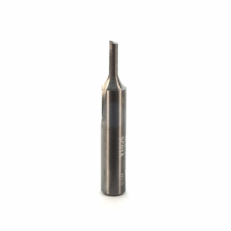 Single Flute Straight Router Bit - Solid Carbide - 1/4" SH - Diameter:3/32" - Cutting Length:5/16" - Overall Length:1-1/2"